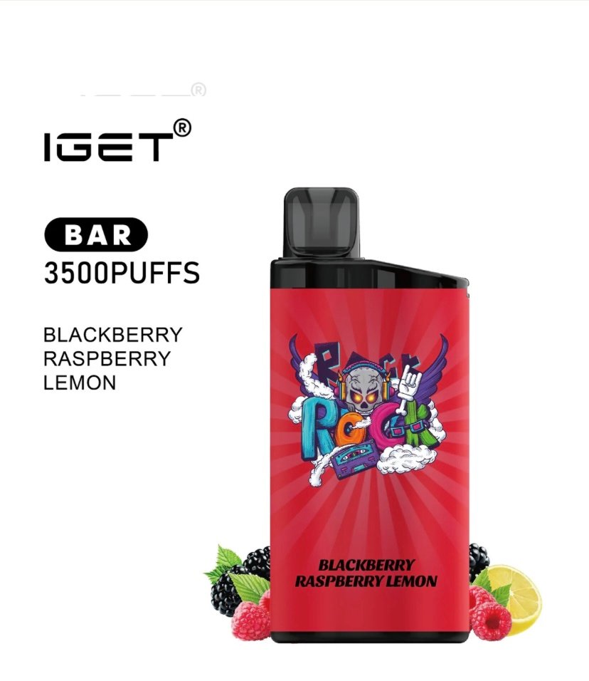 IGET BAR BLACKBERRY RASPBERRY LEMON 3500 PUFFS