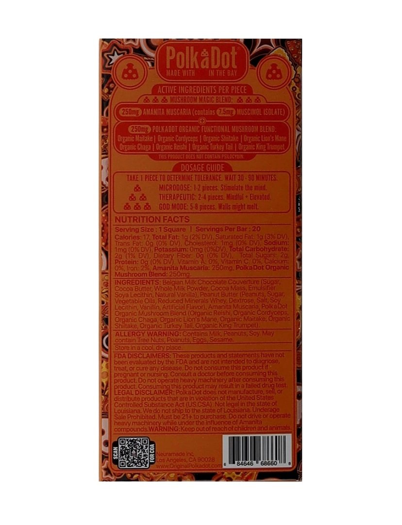 Creamy Hazelnut Wafer PolkaDot Magic Mushroom Belgian Milk Chocolate 500mg - Image 2