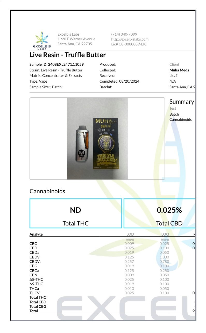 Truffle Butter Muha Meds Live Resin THCP+HHCP+HHC Vape 3500MG - Image 2