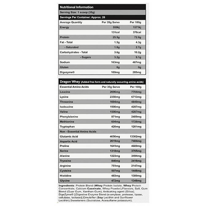 Dragon Whey Protein by Red Dragon 26 Serves - Image 2