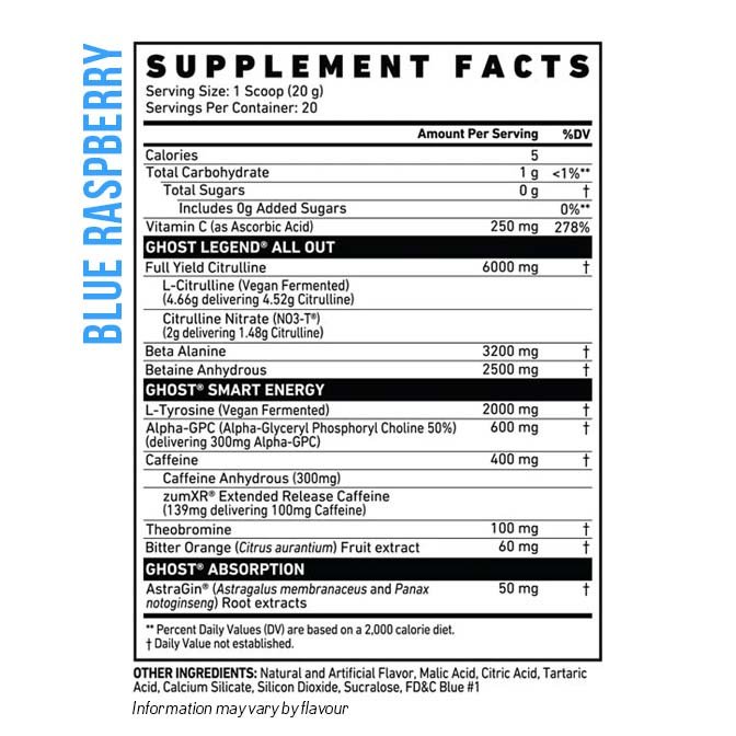 Ghost Legend All Out Pre-Workout 20 Serves - Image 2