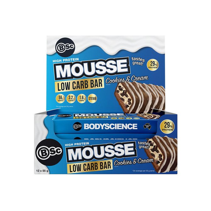 High Protein Mousse Low Carb Bar 55g – Box of 12 bars by BSC - Image 4