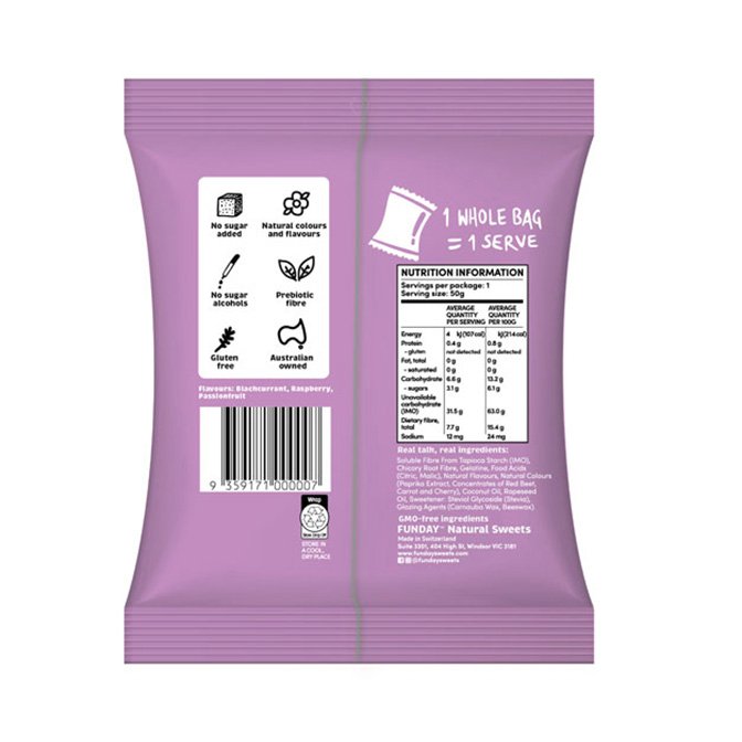 Gummy Natural Lollies (No added sugar) 50g by Funday – Pack Of 5 - Image 11